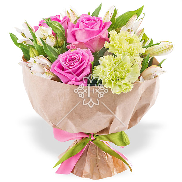 После дождя – букет из роз и альстромерий После дождя - букет из роз и альстромерий